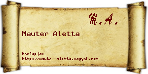 Mauter Aletta névjegykártya